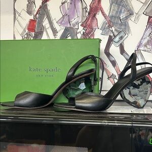kate spade Black Slingback Sandals with Faceted Crystal Heels